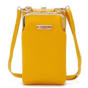 Nicole Lee Yellow Crossbody Wallet with Metallic Accents